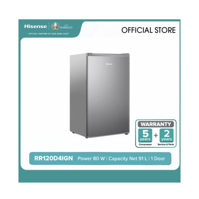 HISENSE Kulkas 1 Pintu [90L] RR120D4IGN - Silver