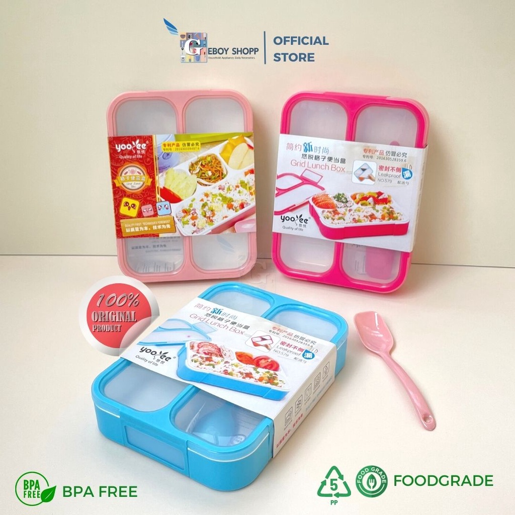 Geboyshopp Kotak Makan / Lunchbox Yooyee 100% ORIGINAL ANTI TUMPAH