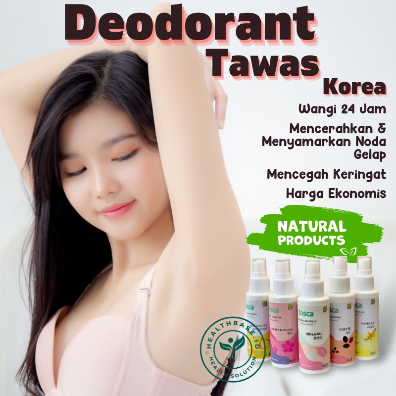 Healthbase.id Deodorant Spray Tawas 100 ml Natural Cair Ampuh Mencegah Penghilang Bau Ketiak dan Badan Non Alkohol Pencerah dan Pemutih Ketek Ampuh Dengah Harga Ekonomis