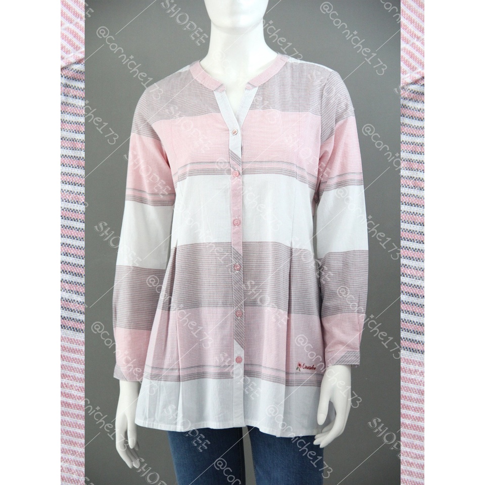 Corniche Nayra Blouse Salur Merah - CT3861