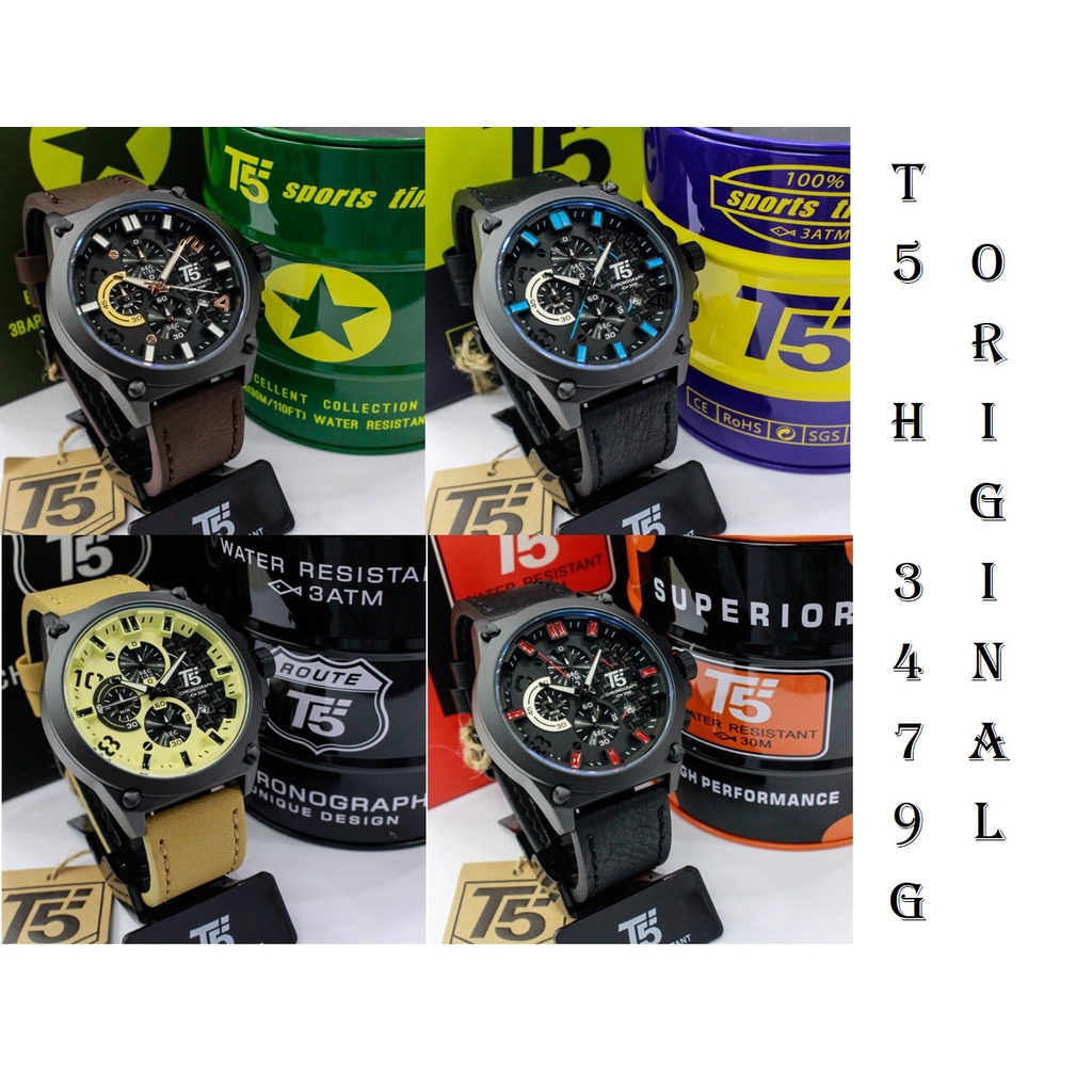 Jam tangan T5 H 3479G Original Chronograph stopwatch