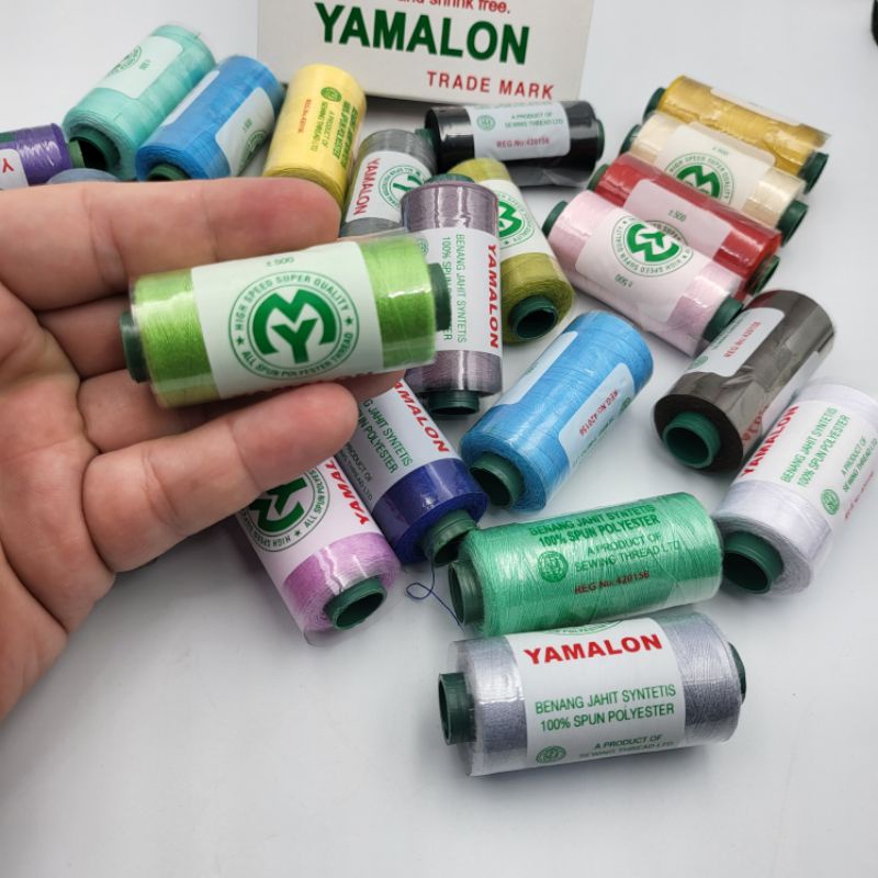 BENANG JAHIT YAMALON UKURAN 40/2 500 YARD WARNA WARNI PER 1 ROLL KECIL