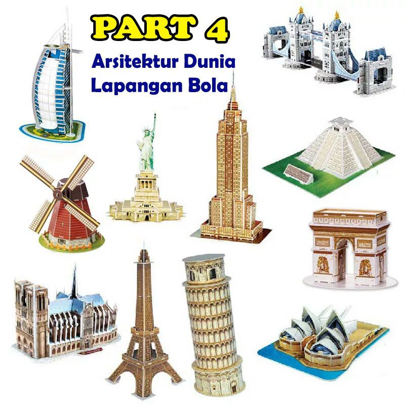 Mainan Edukasi Anak Puzzle 3D Miniatur DIY Jigsaw Part 4 Seri Arsitektur Dunia/ Lapangan Bola