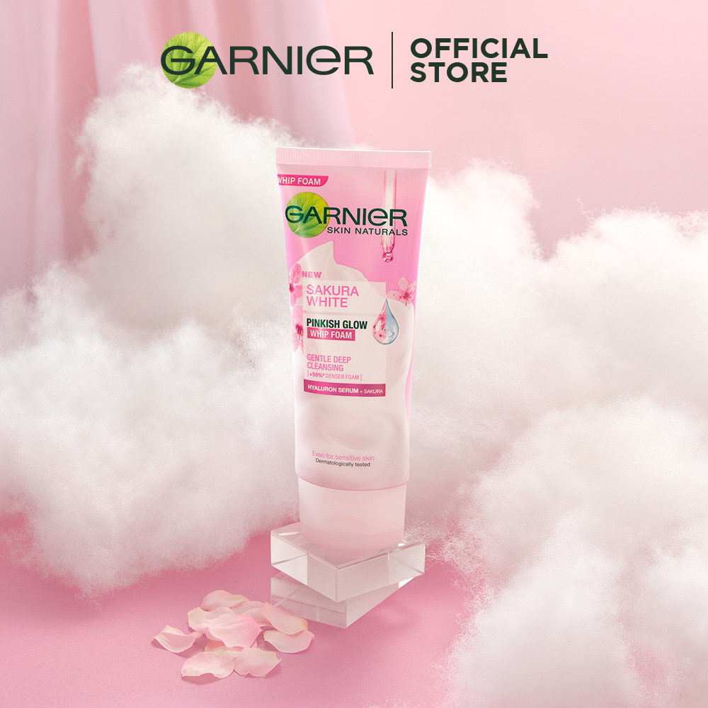 Garnier Sakura White Pinkish Glow Whip Foam Skin Care Pembersih Wajah 50 mL-6