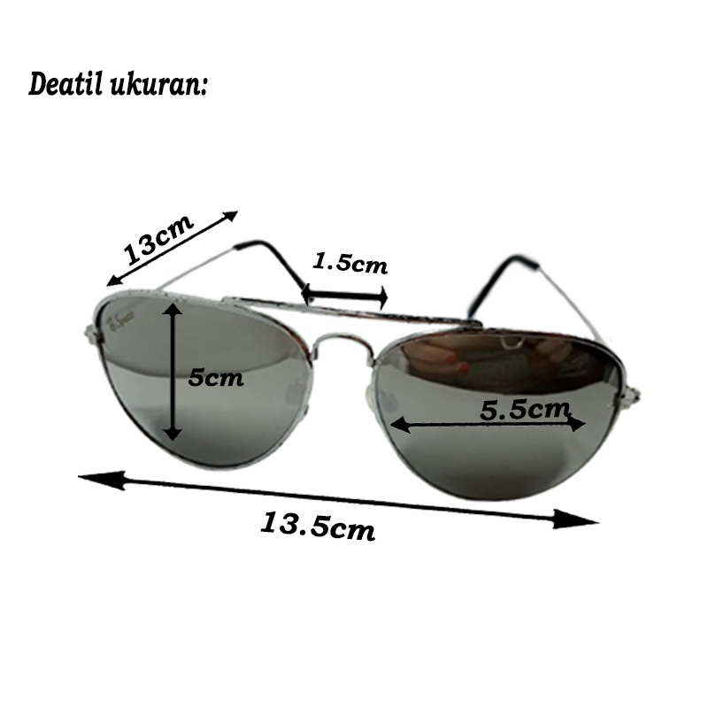 TERBARU! Kacamata Hitam Pria Wanita Fashion Aviators Lensa UV Protection Silver Mirror Sunglasses Glass Kaca mata Gaya Anti Silau COD