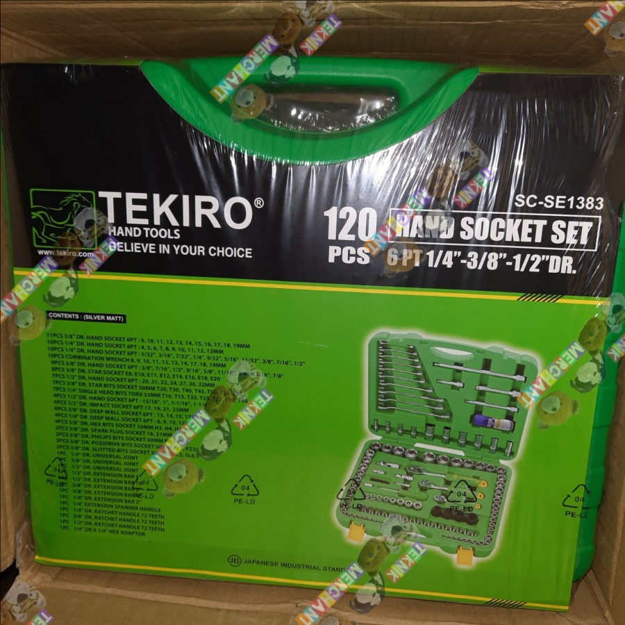 KUNCI SOK SET TEKIRO 1/4" - 3/8" - 1/2"  DR SOCKET SET 6 PT (SM) 120 PCS 120pc