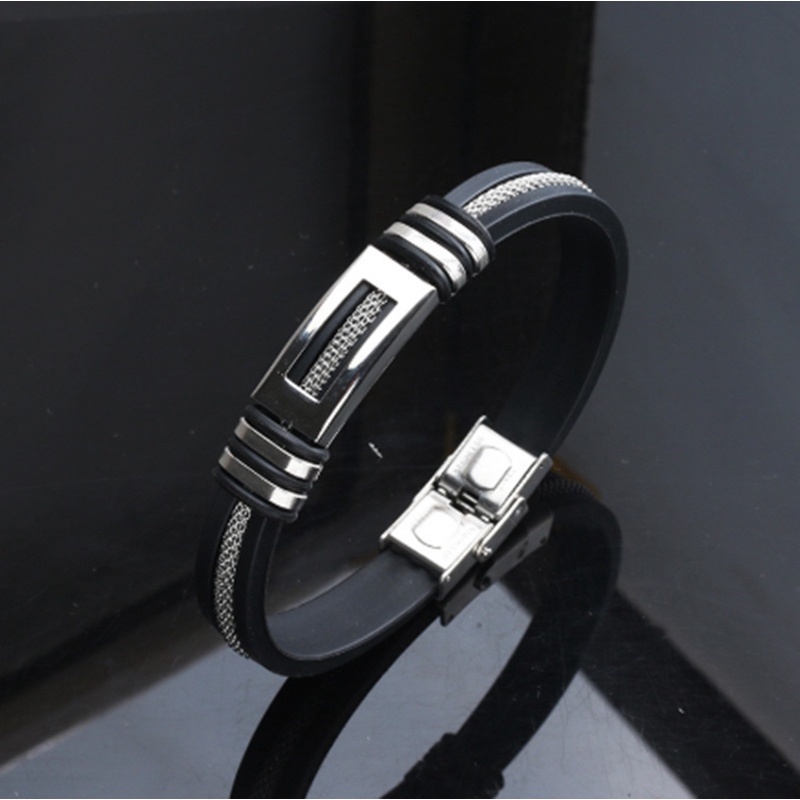 Gelang Rantai Ular Bahan Stainless Steel Silikon Gaya Punk Hipster Untuk Pria