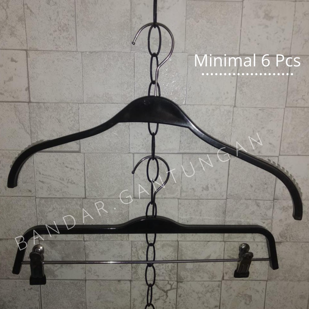 Hanger Plastik Hitam Gantungan Plastik Hitam Anti Slip Hanger Celana Rok Display Pakaian(BH)