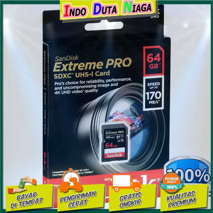 IDN TECH - SanDisk Extreme Pro SDXC Card UHS-I U3 V30 Class 10 (170MB/s) -SDSDXXY