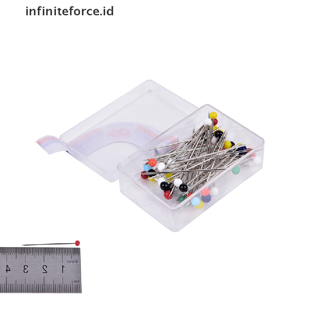 (Infiniteforce.Id) 50 Pcs / Set Jarum Pentul Kepala Mutiara Untuk Jahit / Quilting / Craft Diy