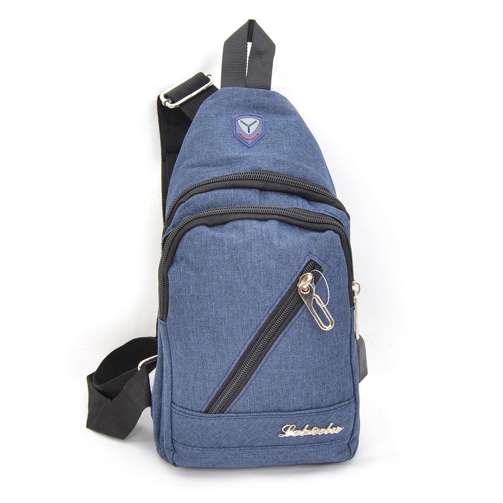Tas Selempang Fashion Pria Sling Shoulder Bag Back Pack Travel USB 7302 / 7150-3
