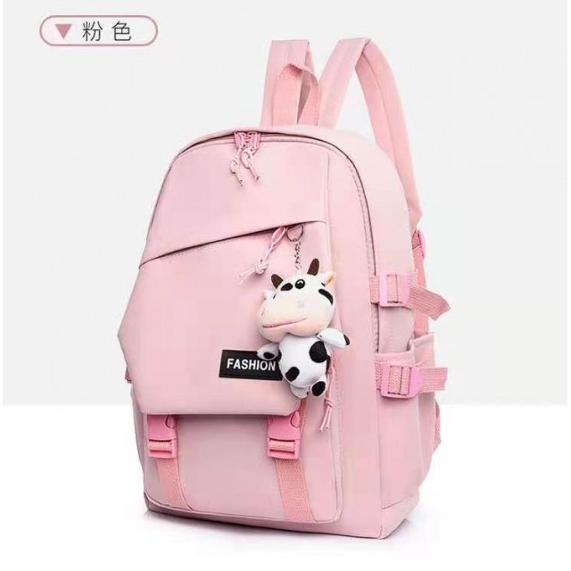 ZC 2334 RISCE TAS RANSEL IMPORT FREE GANTUNGAN BONEKA SAPI WANITA CEWEK PEREMPUAN SEKOLAH SD KULIAH