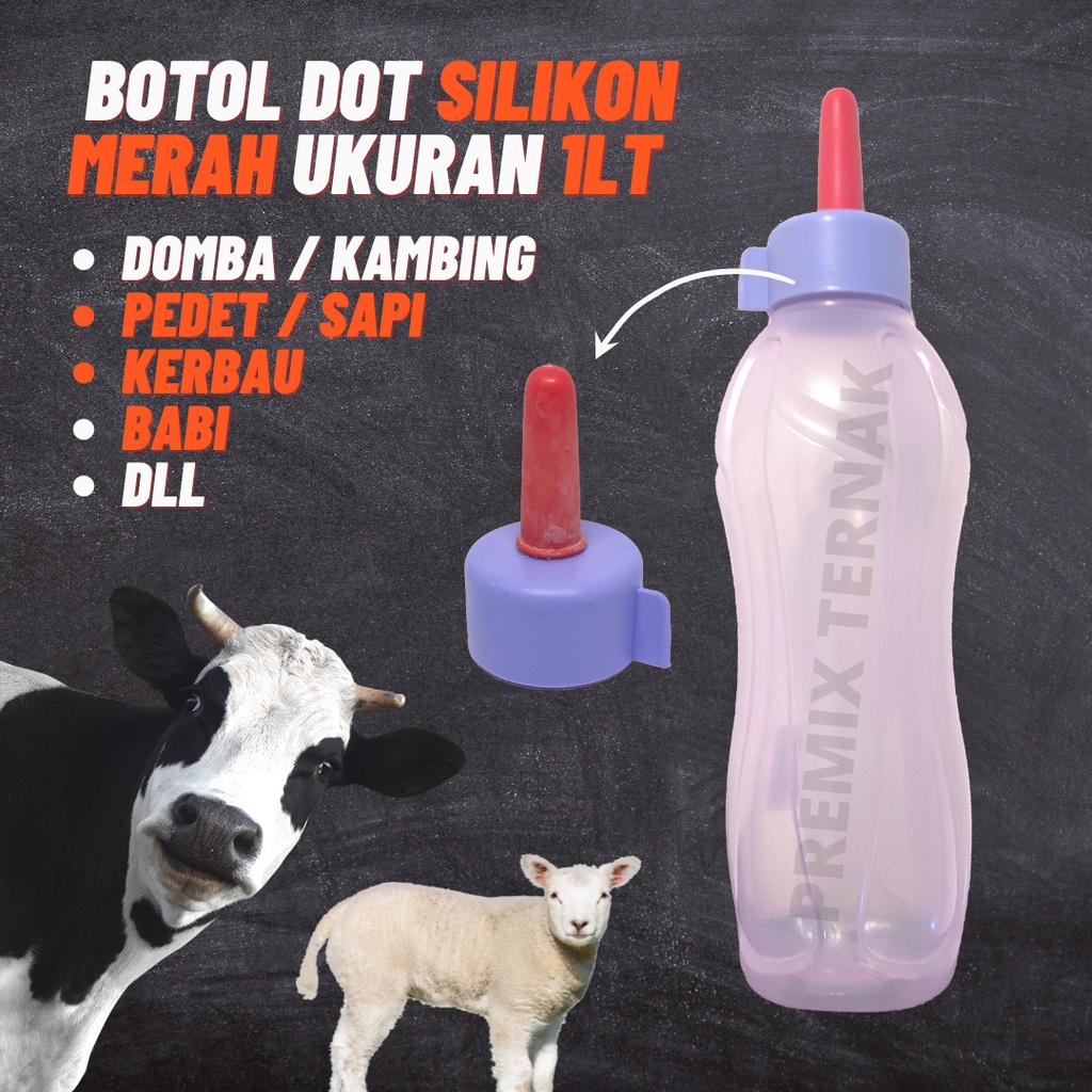 BOTOL DOT PEDET SILIKON MERAH ANAK SAPI 1 LITER - Dot Merah Karet Silikon Berkualitas