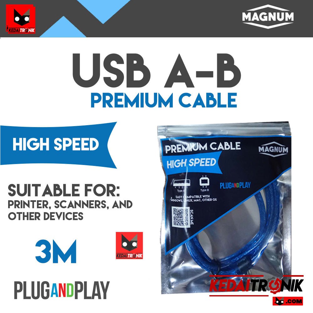 Jual Kabel Usb A B 3m Magnum Printer Scanner Ab 3 Meter Original Hq Premium Shopee Indonesia 1600