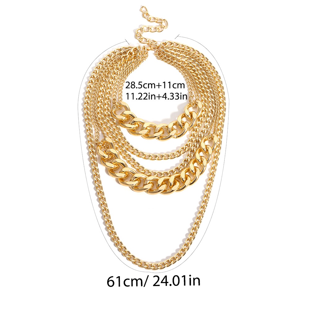 Hu Hu Hu Hu Hu Alat Bantu Pasang Kacamata♡ Kalung Rantai Multilayer Gaya Punk Rock Hip hop Untuk Wanita