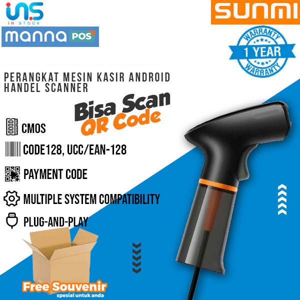 Mesin Barcode Scanner 2D SUNMI HANDHELD Scanner Barcode | Handle Scanner