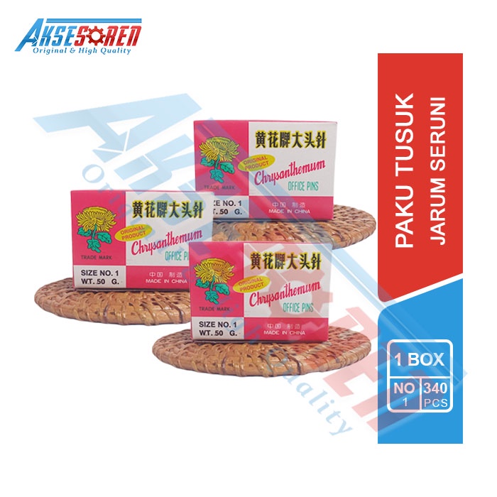 

Paku Tusuk Jarum Seruni [1 Box / 340 Pcs] / Jarum Jahit Gabus Dekorasi Serbaguna / Jarum Pentul Flat Paku Polos / Office Pins