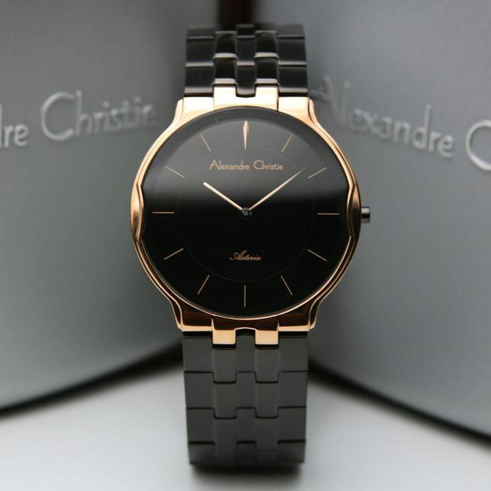 Jam Tangan Couple Alexander Cristie Ac8616 Original Rosegold Black Mikayla.Outlet