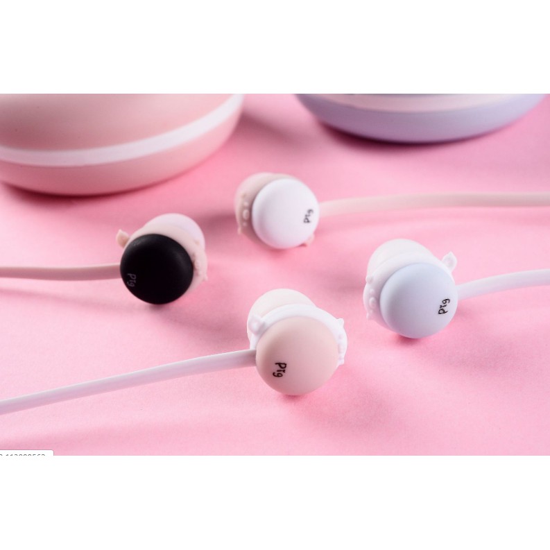 [E-129] / [E-153] Headset Earphone Karakter PIG PIGGY / Earphone + Wadah Earphone Motif Kartun Hewan BABI Lucu