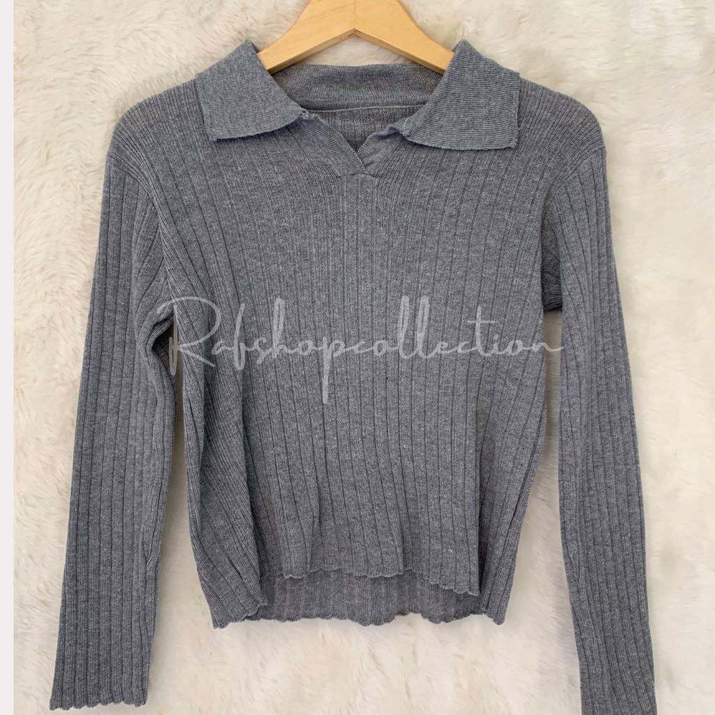 ALENA LONG SLEEVE POLO ATASAN WANITA/Atasan Rajut