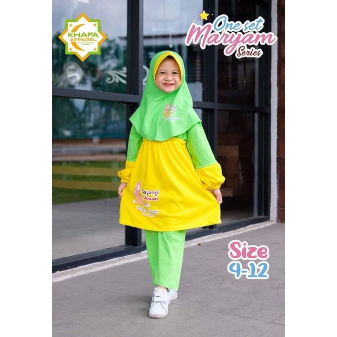 Setelan Muslim Anak Perempuan - One Set Anak Lucu - Baju Anak Gemas -  Gamis Anak -  Setelan Gamis Panjang -  Setelan Anak Murah - Joyashuz