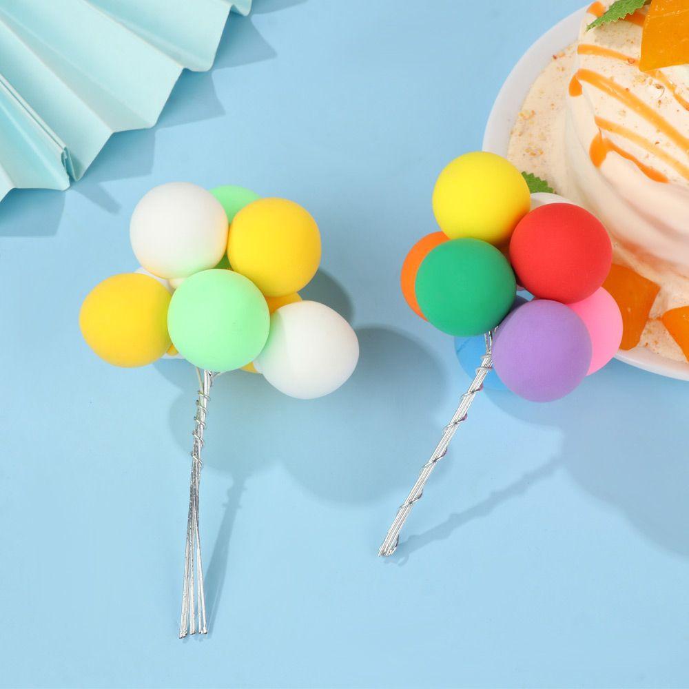 Solighter 8 Pcs Balon Hiasan Kue Kreatif Happy Birthday Pesta Pernikahan Perlengkapan Dessert Ornamen