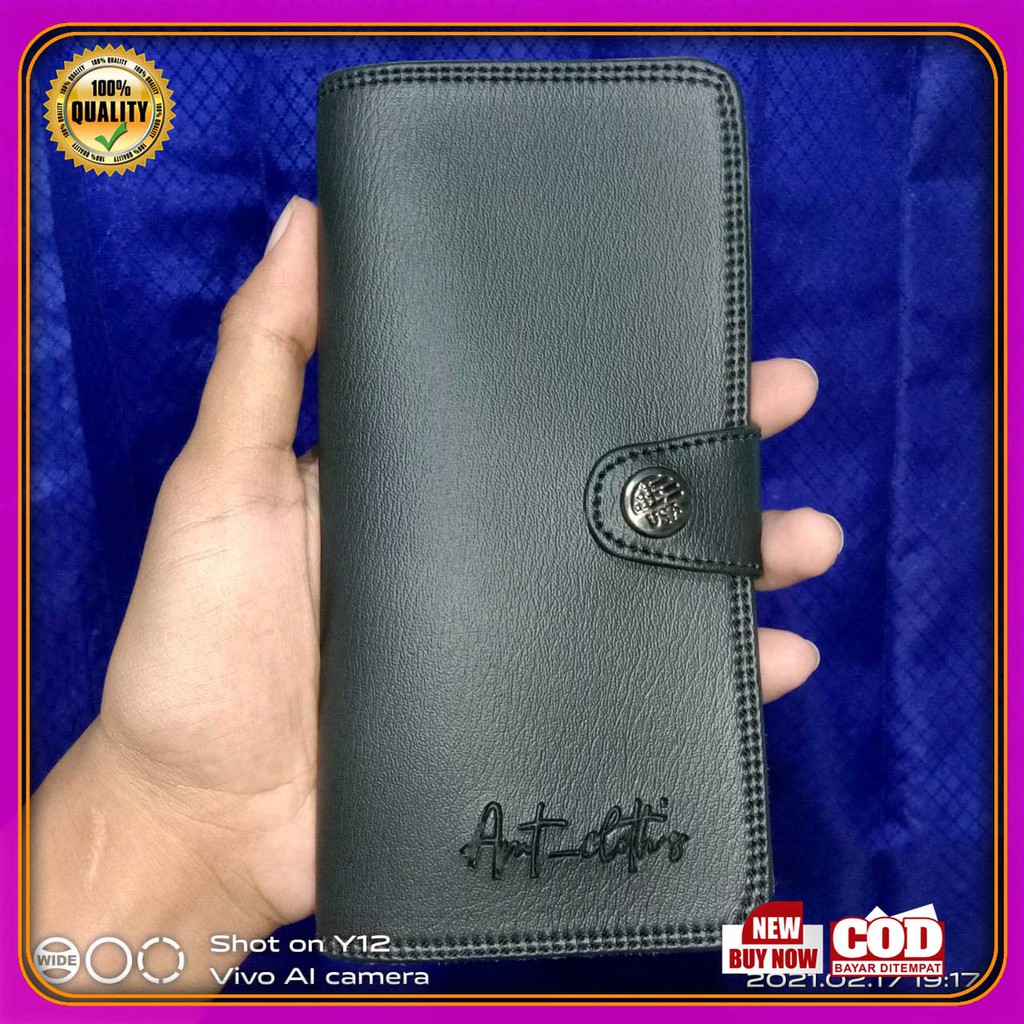 AMT Cloth's Dompet Model Lipat kancing Bahan Kulit PVC untuk Pria premium