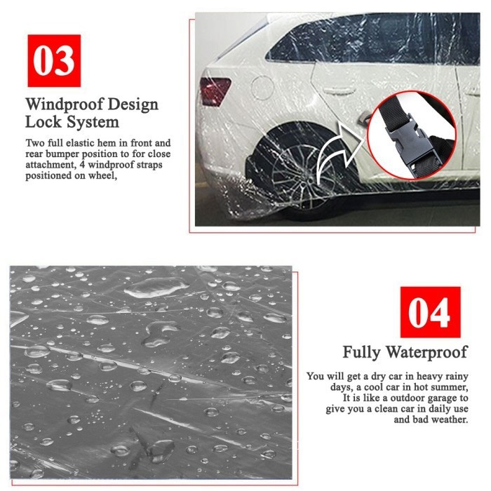 Sarung Mobil Honda Civic Transparan Plastik PE Tebal Full Waterproof