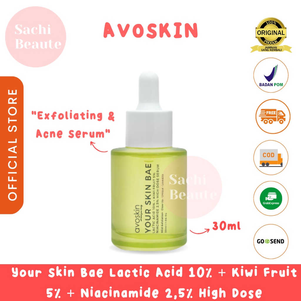 Avoskin Your Skin Bae Lactic Acid 10% + Kiwi Fruit 5% + Niacinamide 2,5% High Dose Serum