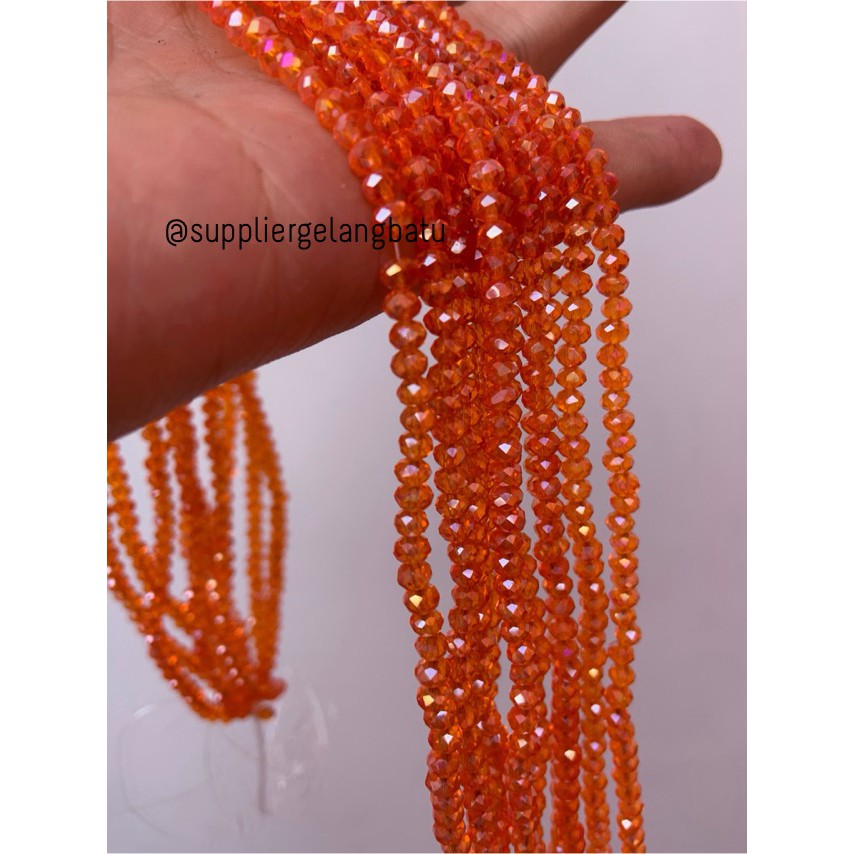 Crystal Ceko bening 4mm orange aksesoris beads manik donat rondel oren