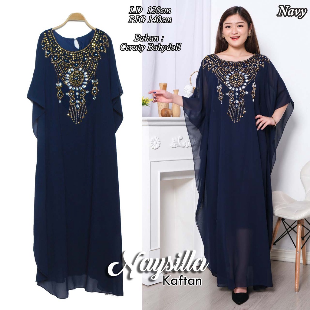 Arnis Naysilla Kaftan Payet Mewah Jumbo Bahan Ceruty