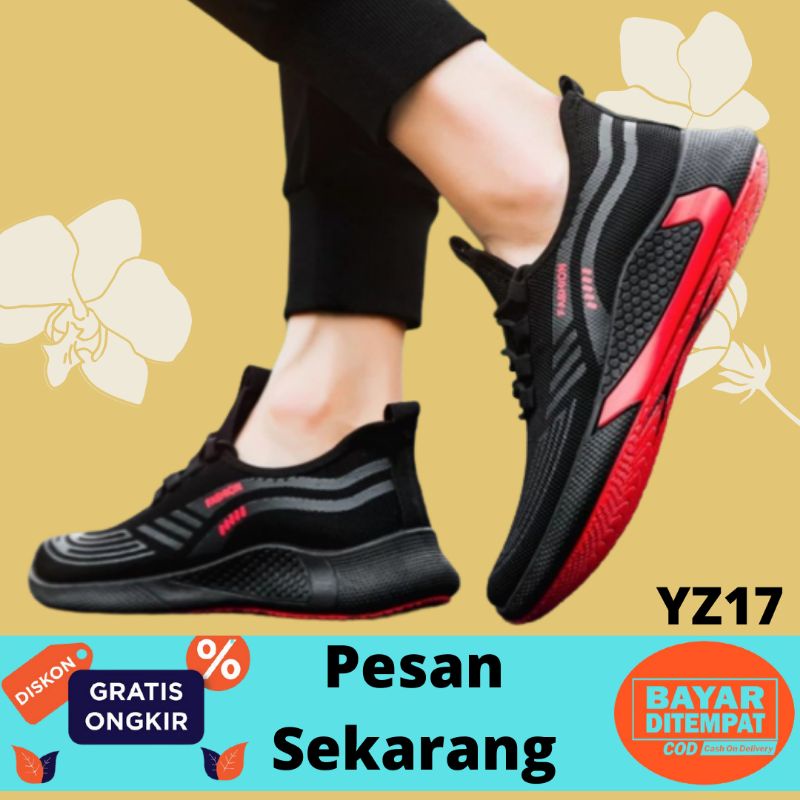 Sepatu Snakers Running Casual Pria YZ17 Anak Sekolah Karet Ketes Kerja Taki Lari Joging Remaja Kekin