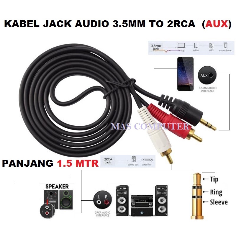 Kabel Jack Audio AUX 3.5mm TO R/L / Kabel Jack Audio 3.5mm to RCA R/L / Kabel Speaker 3.5mm to RCA R