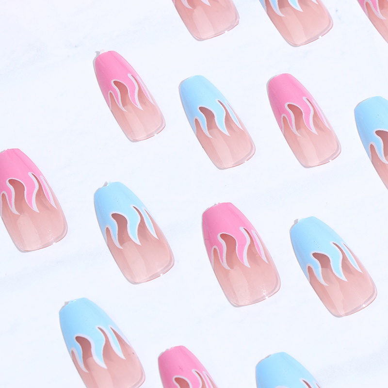 # Kaos T-Shirt Wanita Lengan Pendek Motif Print #Kuku Palsu Full Cover Motif Api Untuk Nail Art