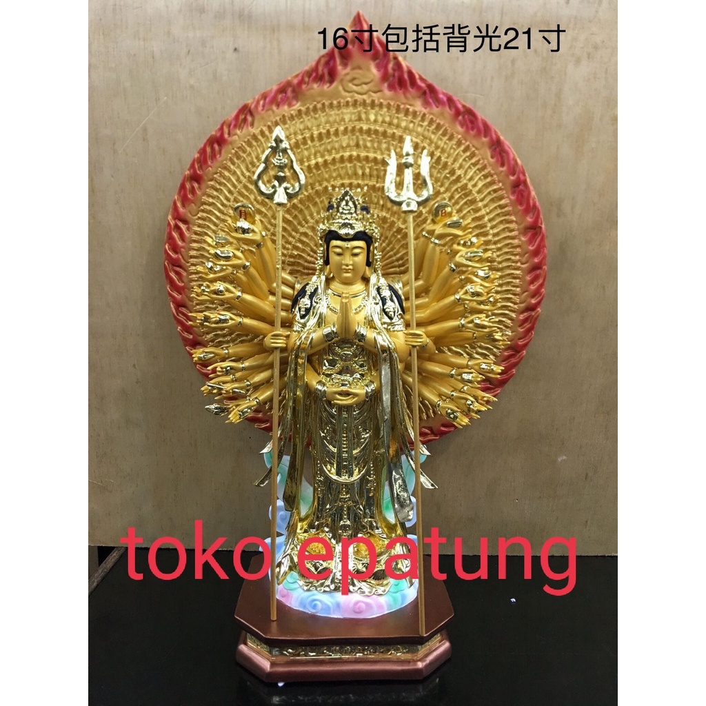 patung dewi seribu tangan / cien so berdiri - fiber - 16 inch