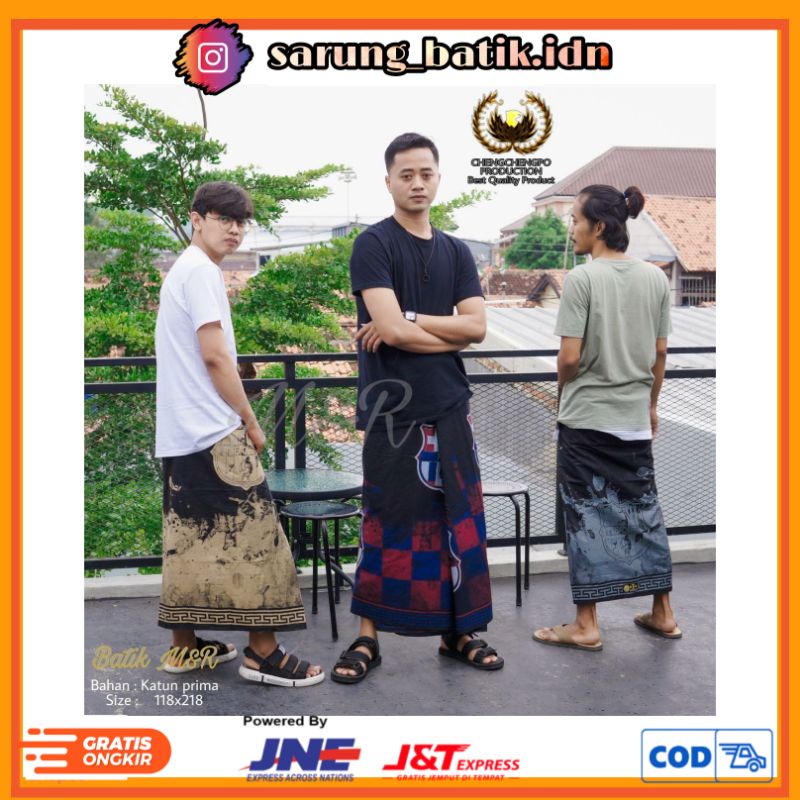 Sarung Batik Pria / Sarung Batik Motif Bola Barcelona / Sarung Santri / Sarung Wayang / Tinggi 120