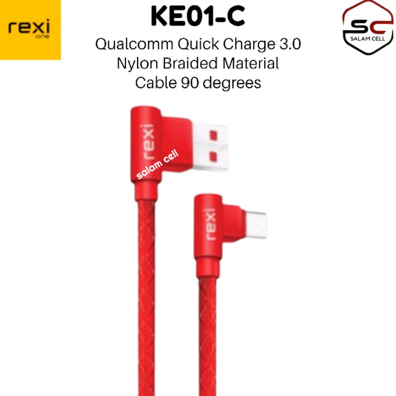 Kabel Data Type C Rexi KE01C Quick Charge 3.0 Garansi Resmi