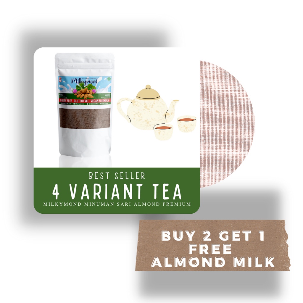 [BUY 2 GET 1 FREE] Susu Almond Premium MILKYMOND Milky Almond 180 Gram Variant 4 Rasa Tea Teh Susu