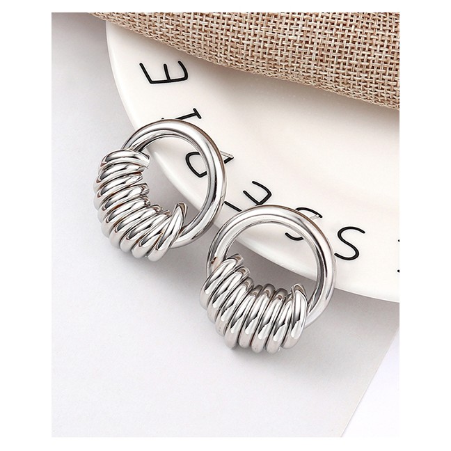 LRC Anting Tusuk Fashion K Cylinder Hollow Earrings Y61830