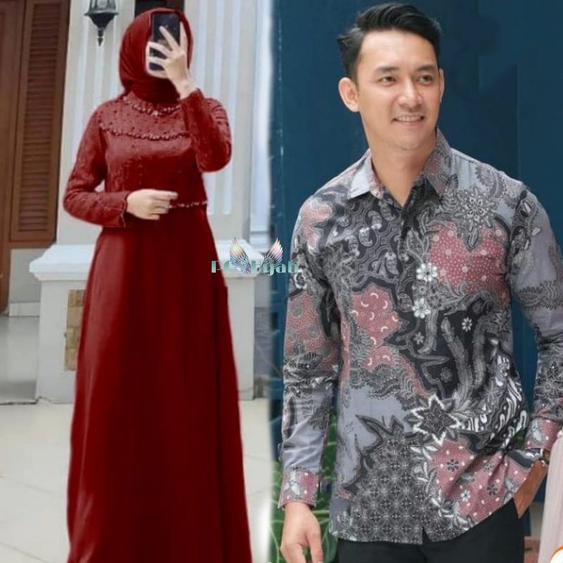 Sarimbitan Gamis Helen Tile Mutiara Couple Set Tunangan Atasan Kemeja Pria Sonia Dress Sonia Maxy Belle Maxy Tiara Maxy Dress Remaja Muslimah Couple Pasangan Cewe Cowo Sarimbitan Lebaran Couple Kondangan Outfit Terbaru