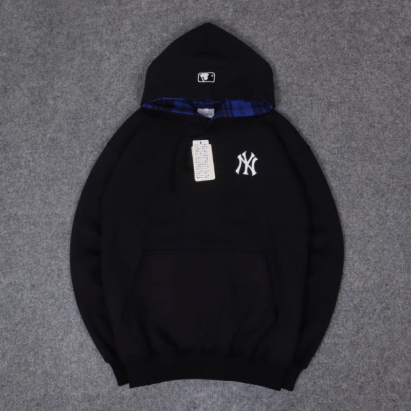 READY BISA COD !!!SWEATER HOODIE NY MLB BORDIR HITAM BATIK BLUE AUTHENTIC FULLTAG &amp; LEBEL