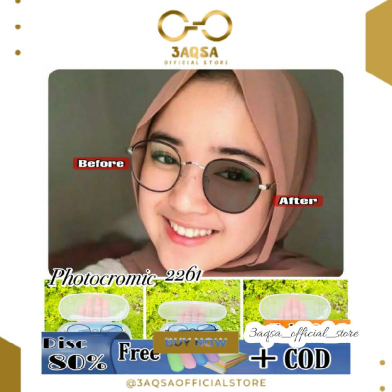 Frame Kacamata Korea 2261 Gratis Lensa Minus Photocromic Antiradiasi Blueray Bluecromic Kecamata Wan