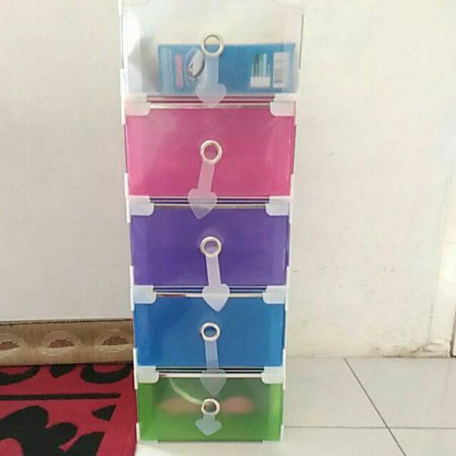 Tgb [ Isi 5 ] Mini Drawer/kotak Sepatu / Shoebox Warna Model Laci List Besi 1 Set Isi 5 Pcs