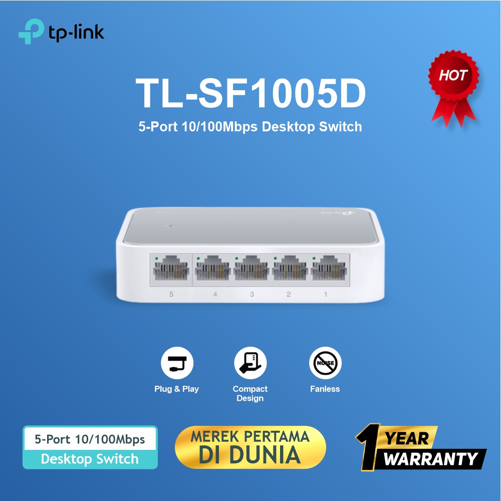 TP-LINK TL-SF1005D 5-port 10/100Mbps Desktop Switch Hub TP LINK Garansi Asli