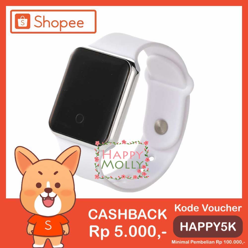 Touch Screen★LED Watch [ White Silver ] Jam Tangan Digital Pria &amp; Wanita - Strap Rubber