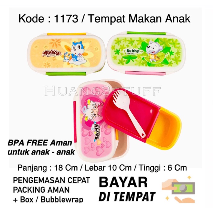 Tempat Makan Anak / Kotak Bekal Karakter Warna Warni / Kids Lunch Box Mini / Souvenir Ulang Tahun