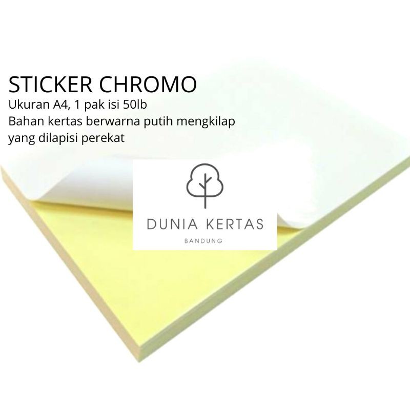 

Sticker kilap Chromo A4 High quality 1 Pak ISI 50 lembar