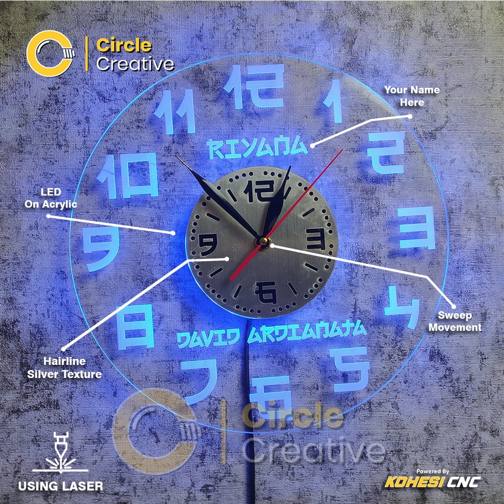 Jam Dinding Custom Nama PREMIUM Hiasan Dinding