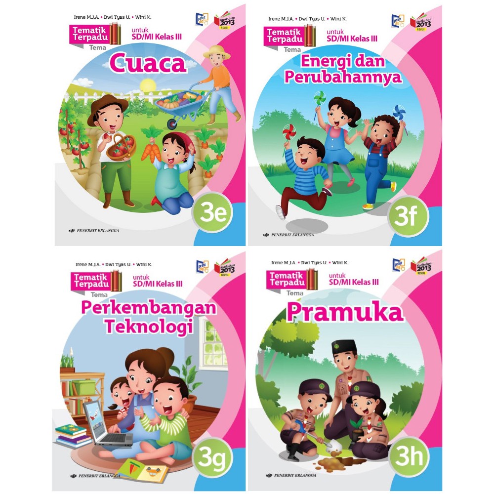 Buku Tematik 3E, 3F, 3G, 3H Kelas 3 SD/MI Erlangga