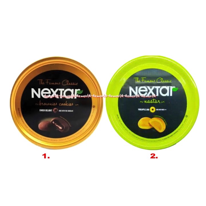 Nextar Brownies Cookies Nastar 288gr Choco Delight Pineapple The Famous Classic Choco Biskuit Rasa Coklat Dan Nanas Nenas Nextart Kemasan kaleng Orange Hijau Kukis Cookies Pine Apple